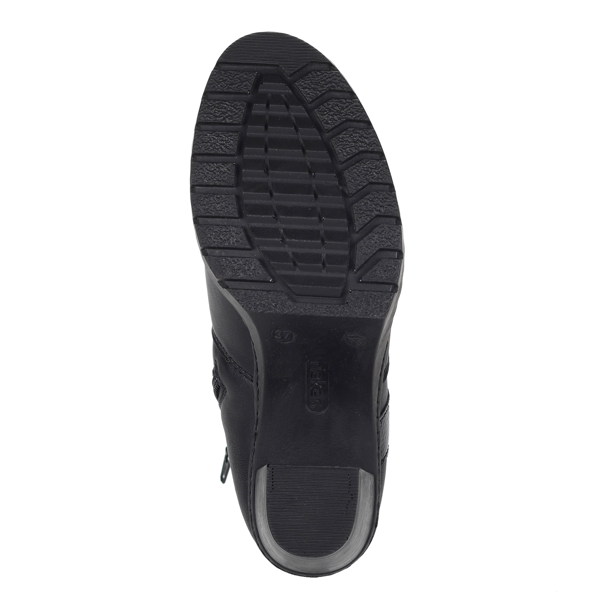 Черные ботинки из экокожи на подкладке из искусственной шерсти на каблуке столбик Rieker, размер 37, цвет черный - фото 7