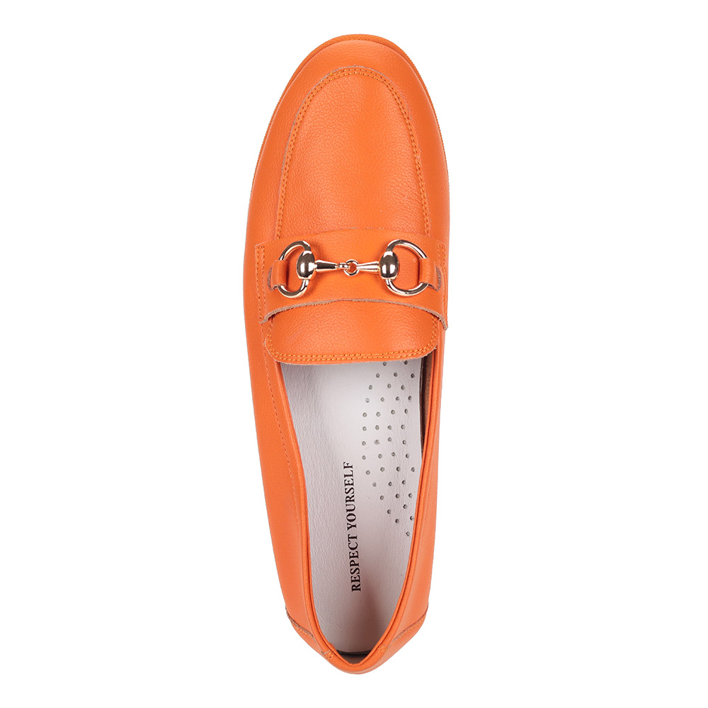 Оранжевые лоферы из кожи с пряжкой от Respect-shoes