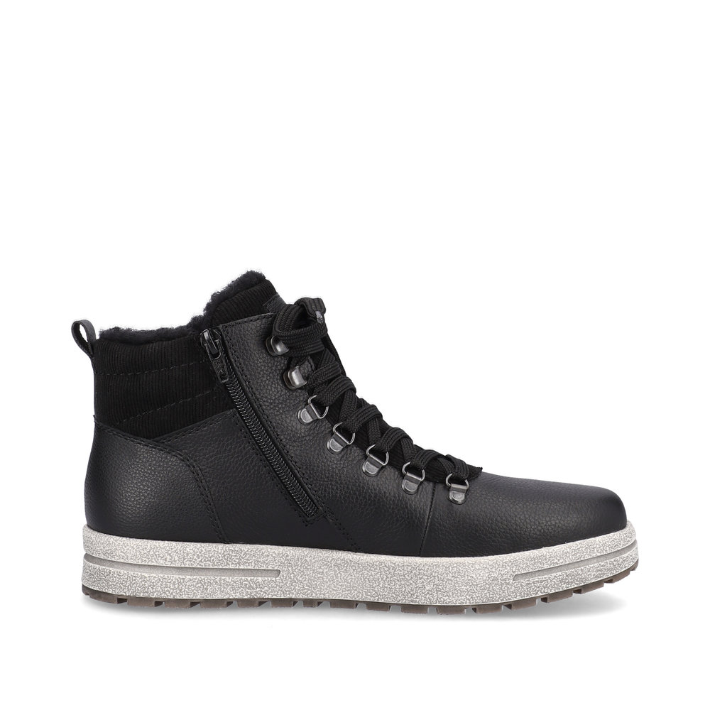 Черные утепленные ботинки из кожи и текстиля Rieker, цвет черный - фото 4