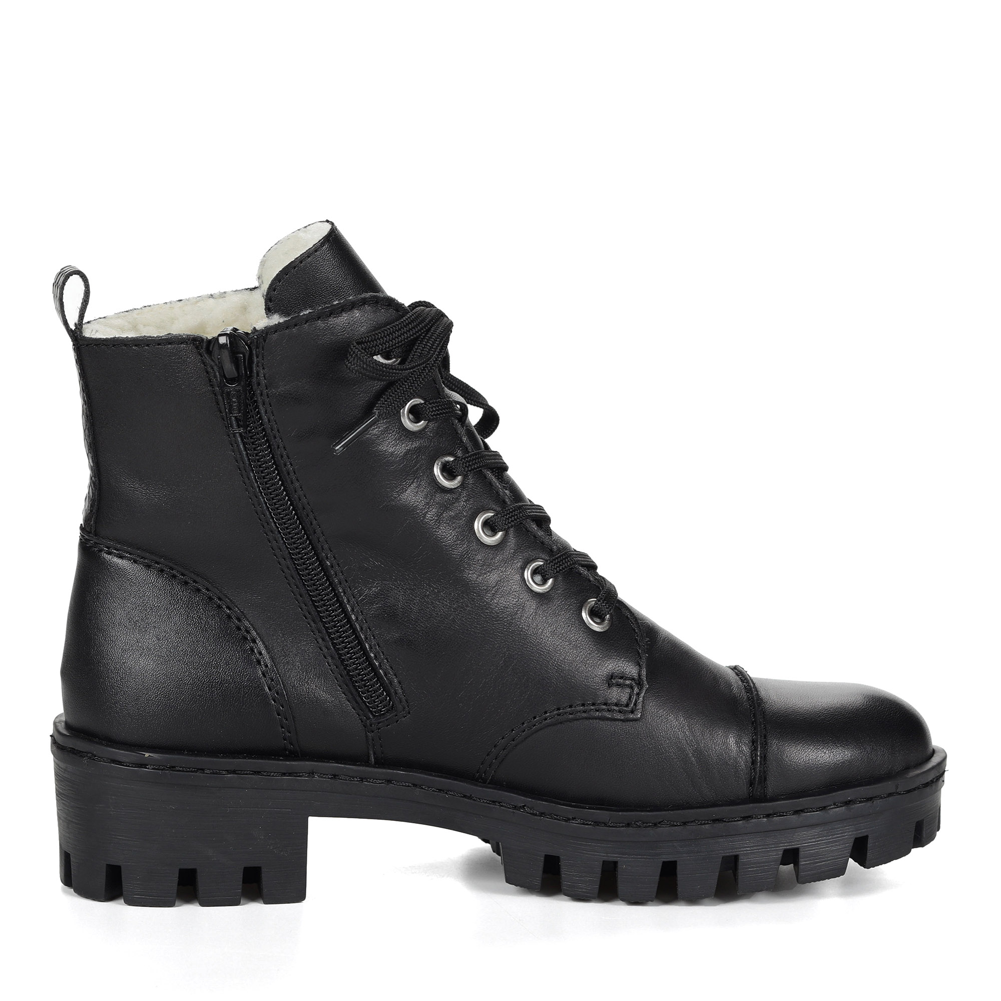 Черные ботинкииз кожи на подкладке из искусственной шерсти Rieker, размер 39, цвет черный - фото 3