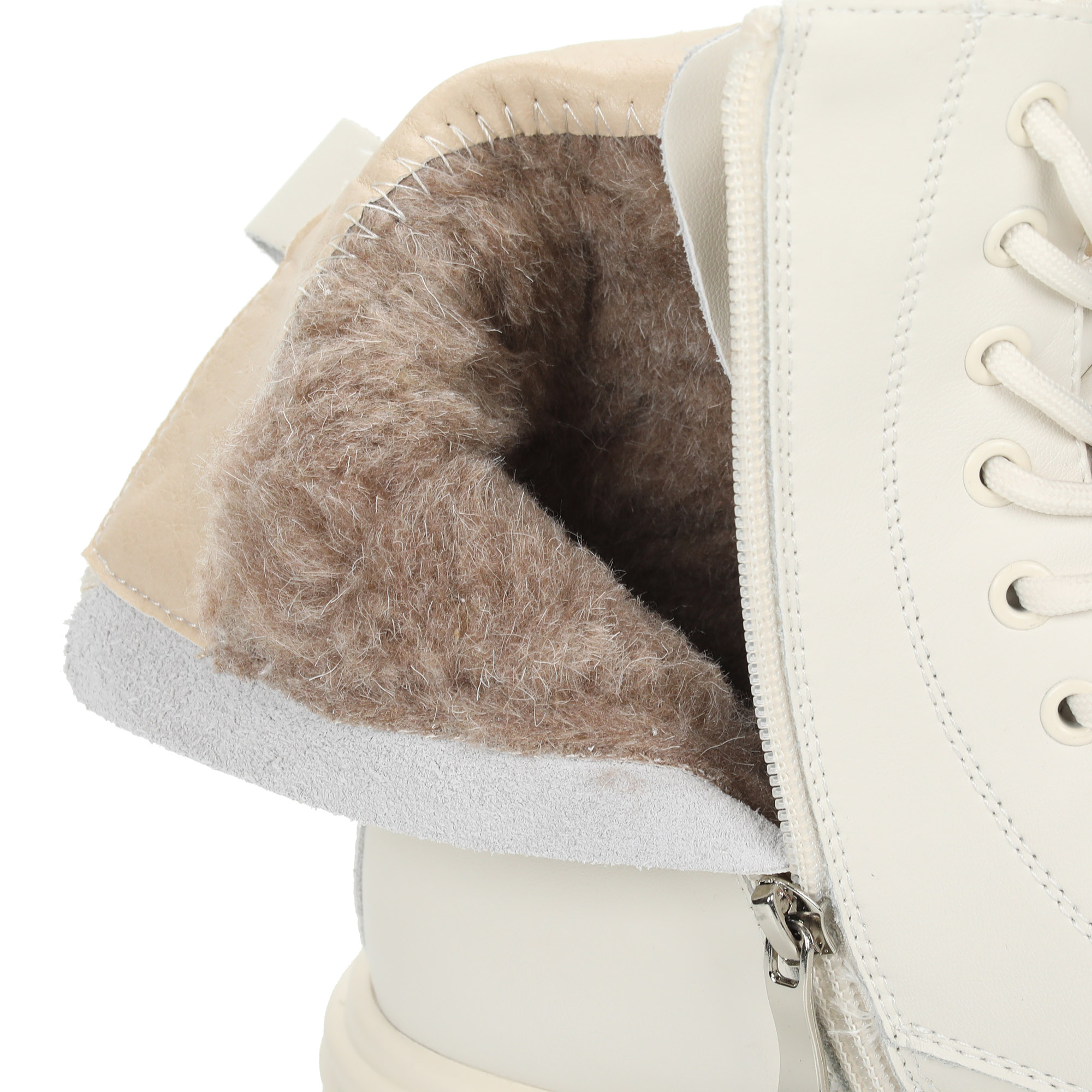 Белые утепленные ботинки из гладкой кожи Respect, цвет белый - фото 5