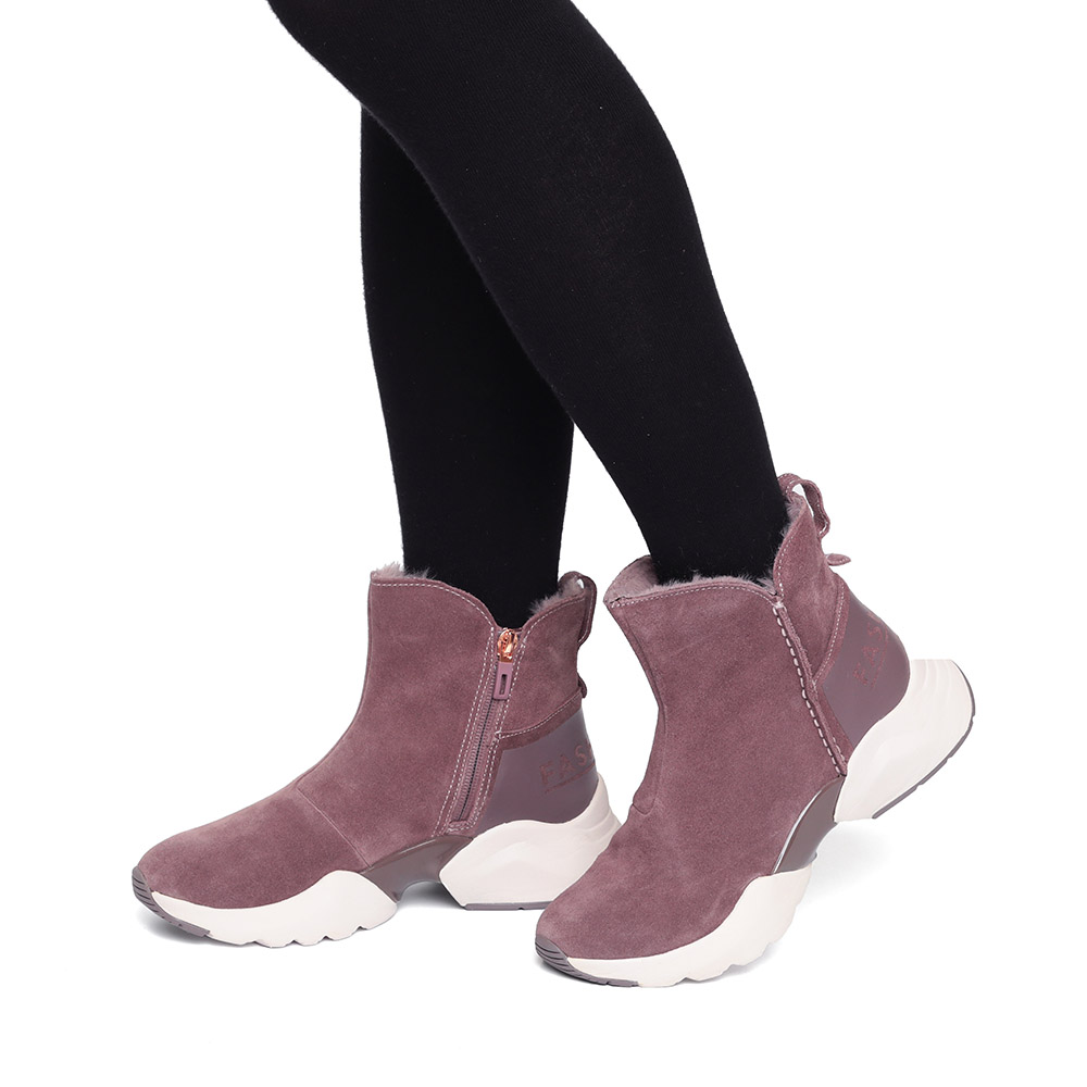 Темно-розовые ботинки из велюра на утолщенной подошве Tamaris, размер 39, цвет розовый - фото 2