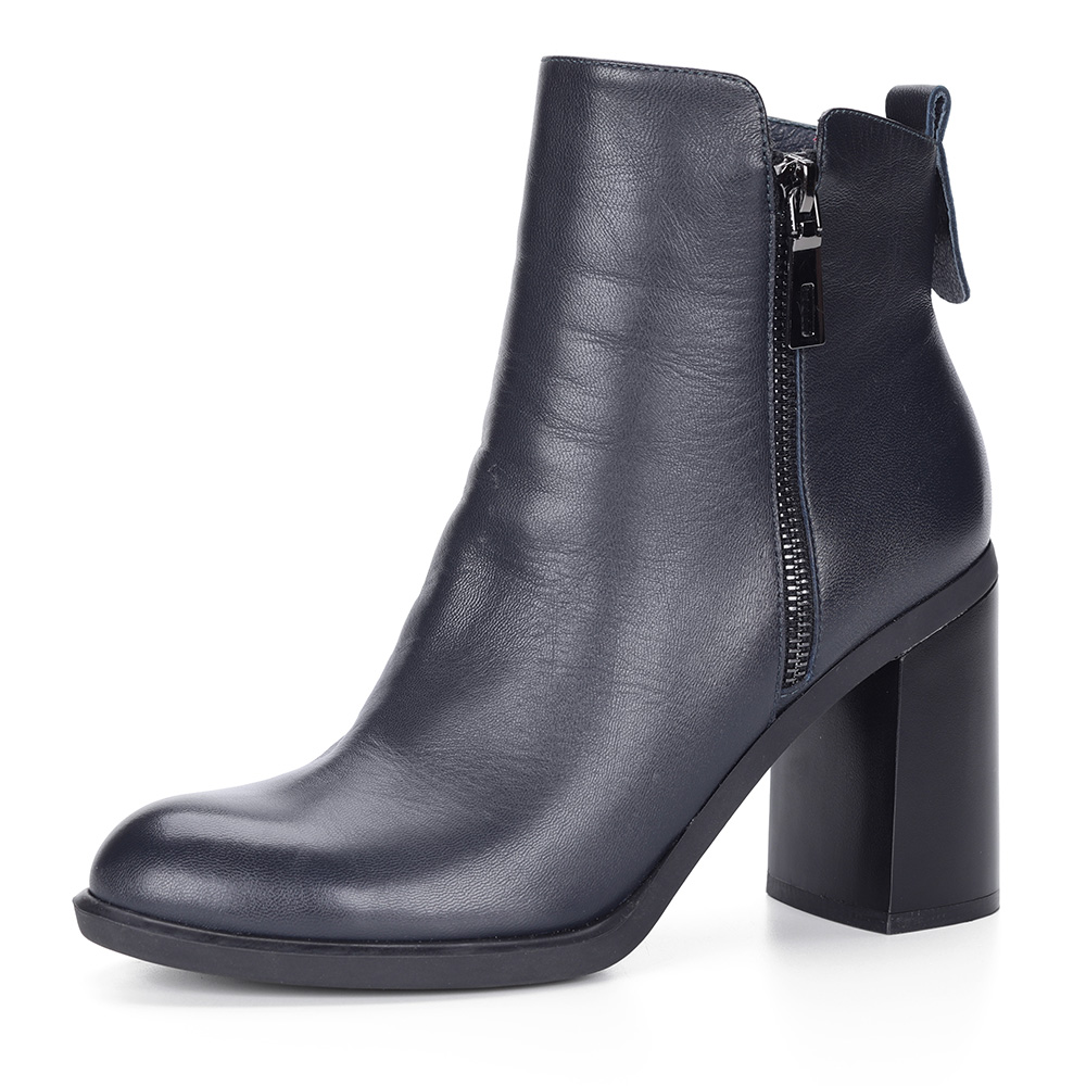 

Синие ботильоны из кожи на каблуке, Син., Синие ботильоны из кожи на каблуке