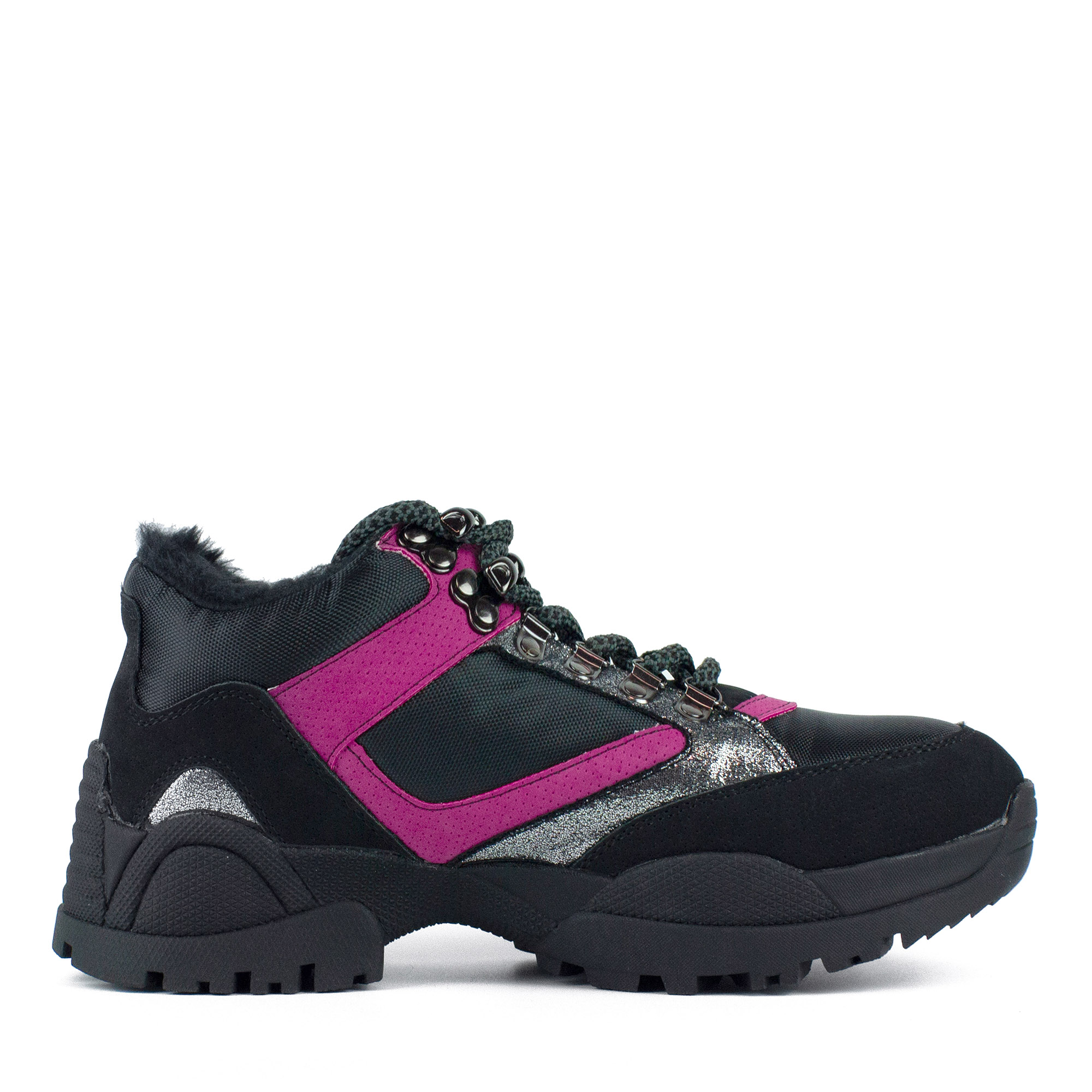 Черно-розовые кроссовки из комбинированных материалов на меху KEDDO, размер 36, цвет черный - фото 3