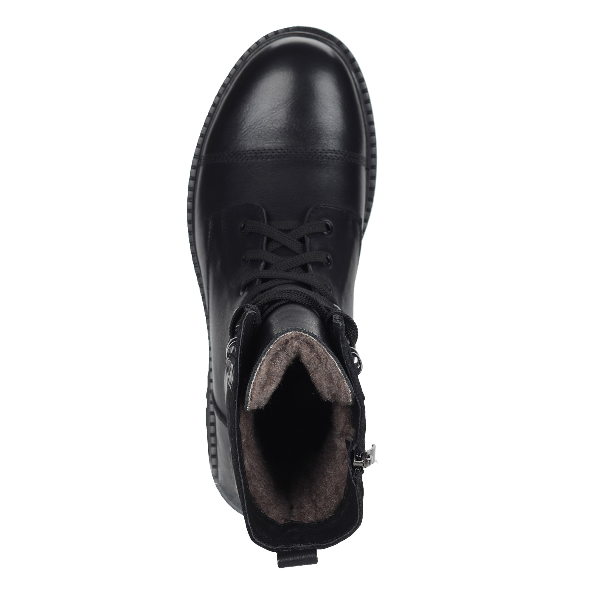 фото Черные высокие ботинки из кожи на подкладке из натуральной шерсти respect