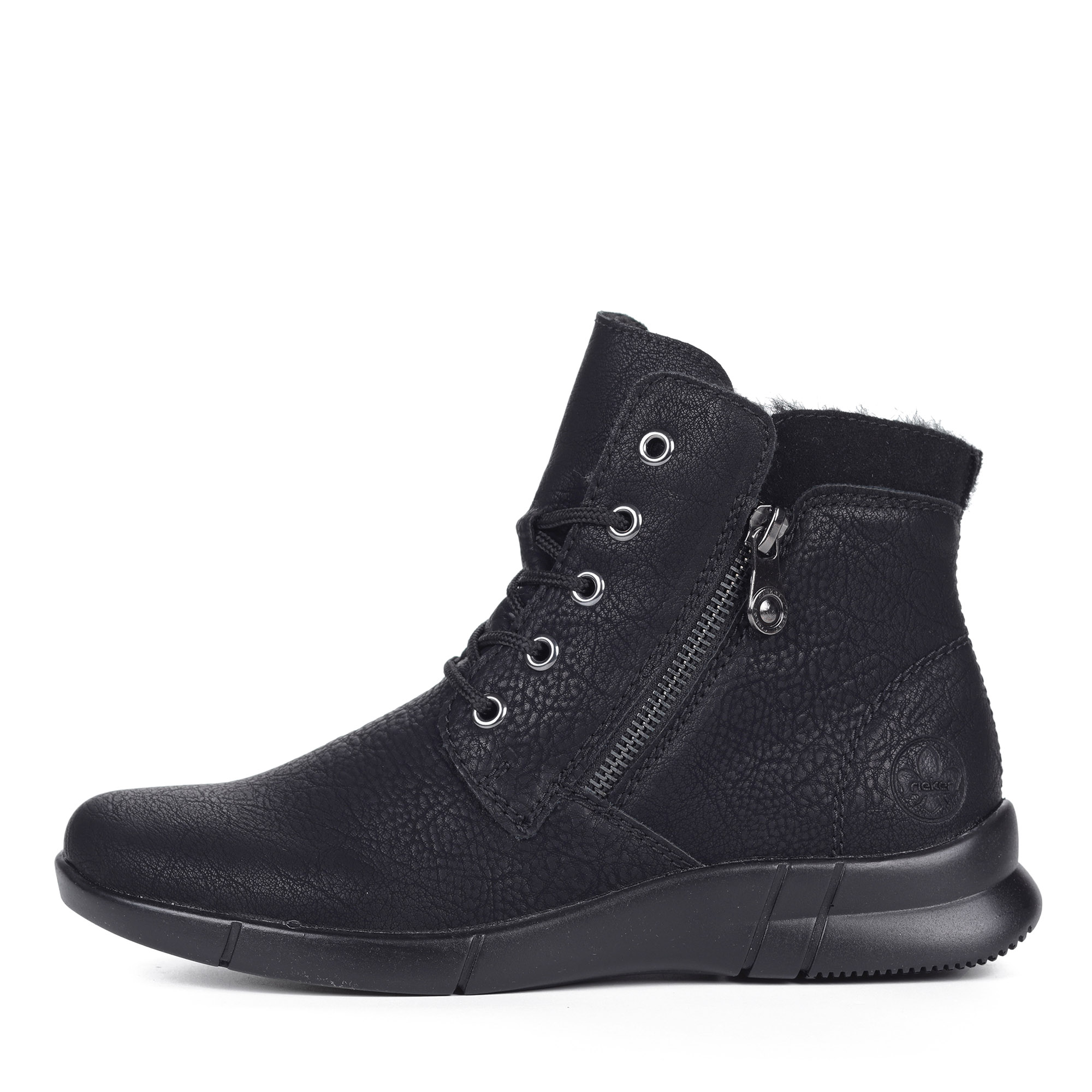 Черные ботинки из экокожи на шнуровке Rieker, размер 40, цвет черный - фото 2