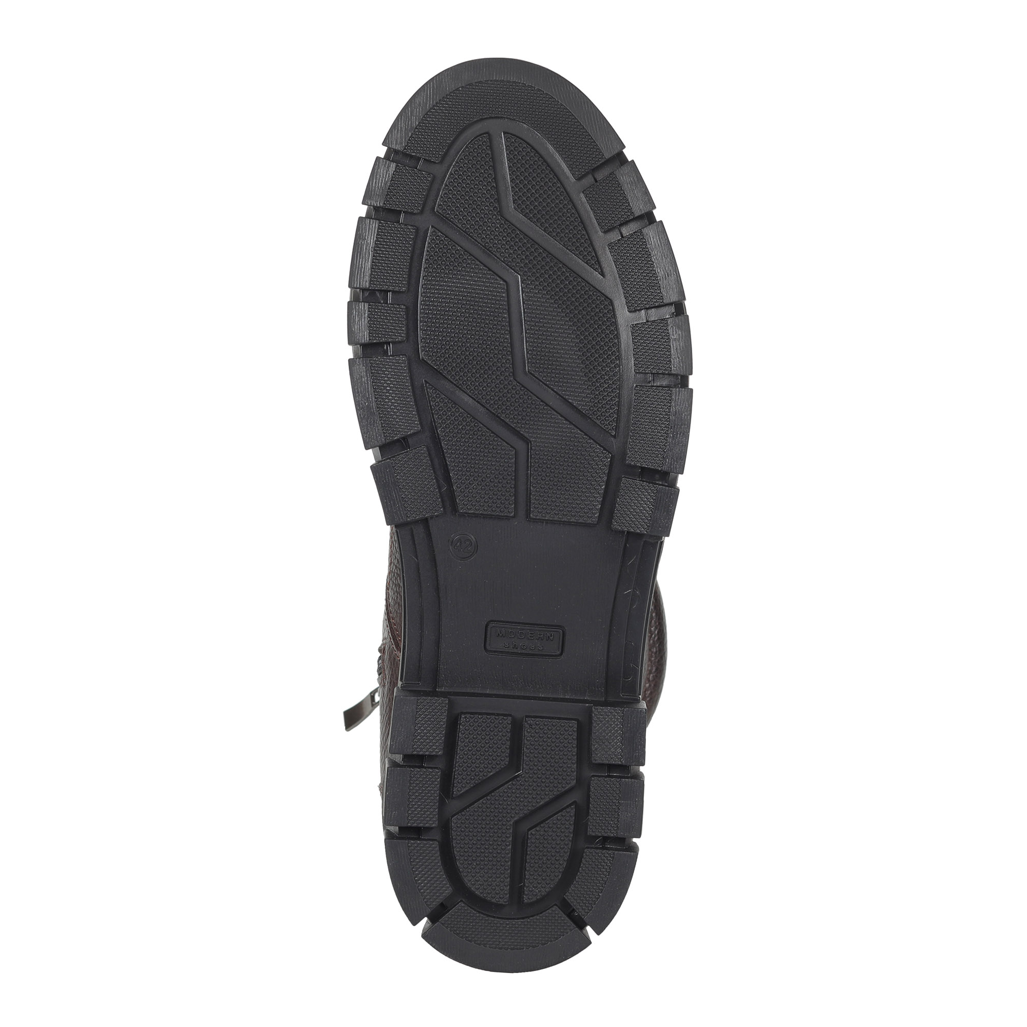 Коричневые ботинки из кожи на подкладке из натурального меха на тракторной подошве Respect, размер 41, цвет коричневый - фото 6