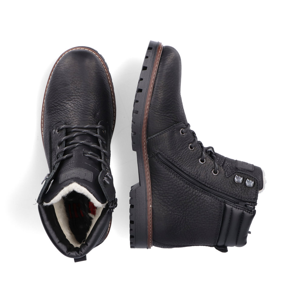Черные ботинки из кожи на подкладке из шерсти Rieker, цвет черный - фото 9