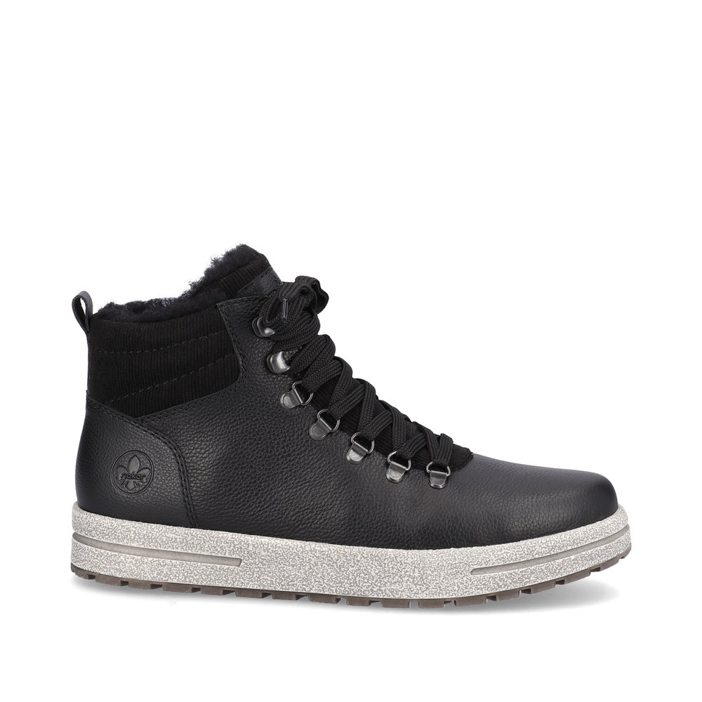 Черные утепленные ботинки из кожи и текстиля Rieker, цвет черный - фото 11