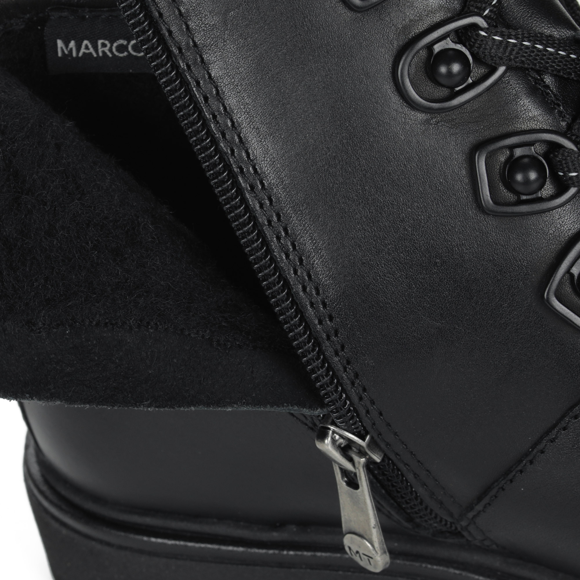 Черные ботинки на шнурках из кожи на подкладке из натуральной шерсти на тракторной подошве MARCO TOZZI PREMIO, размер 37, цвет черный - фото 6