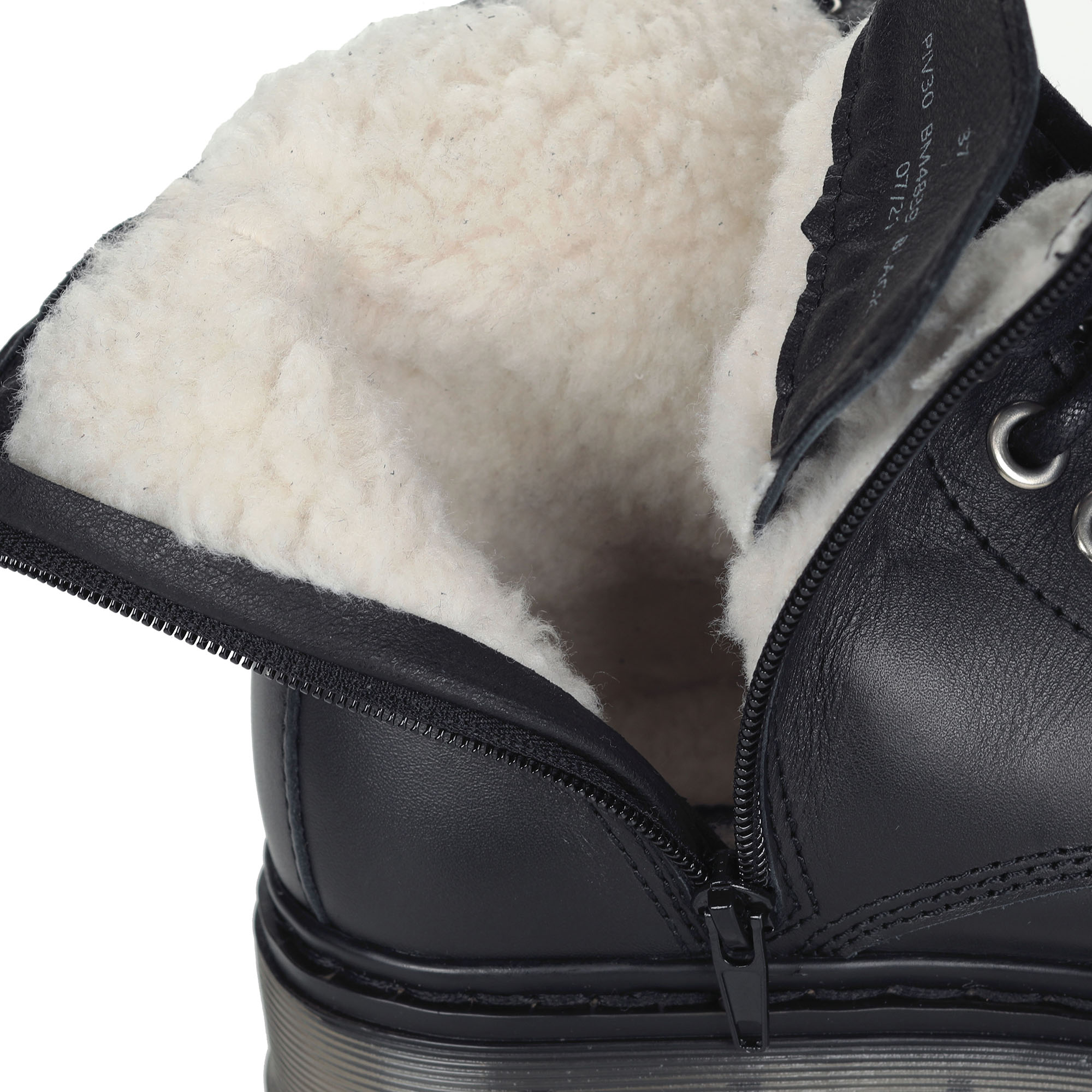 Черные ботинки из кожи на подкладке из натуральной шерсти и платформе Respect, размер 39, цвет черный - фото 6
