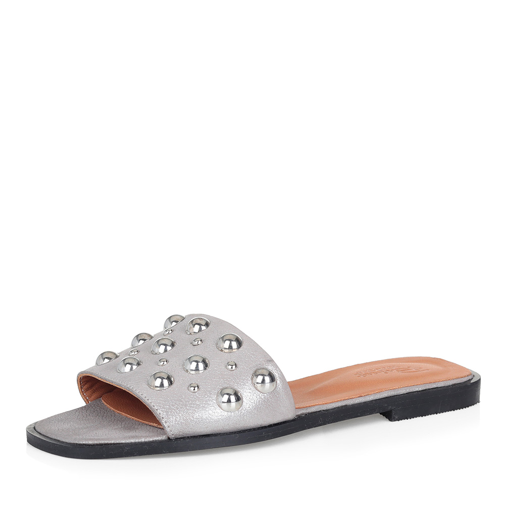 

Серебристые сабо с металлическим декором, Серебр., Серебристые сабо с металлическим декором