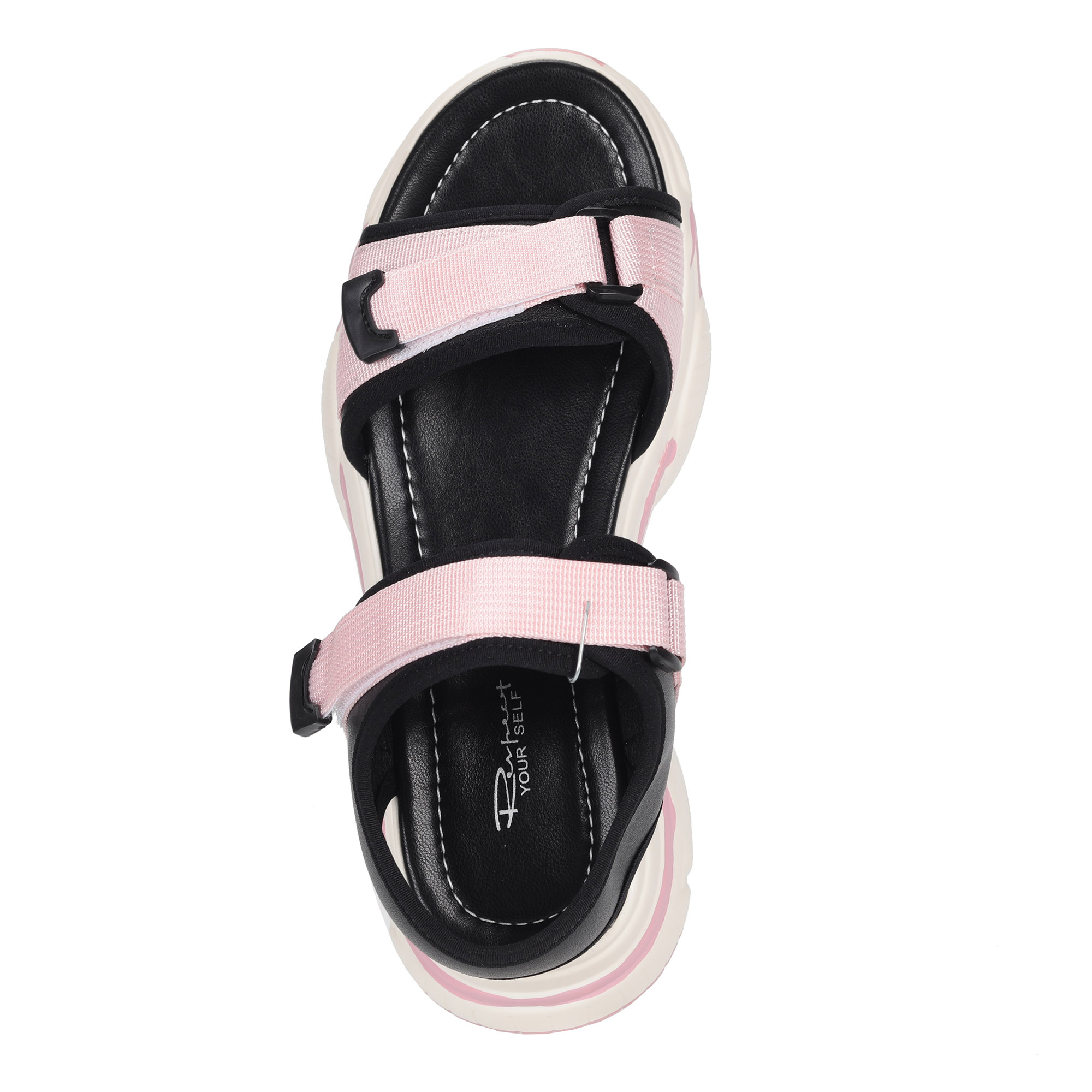 Черно-розовые сандалии из кожи на утолщенной подошве от Respect-shoes