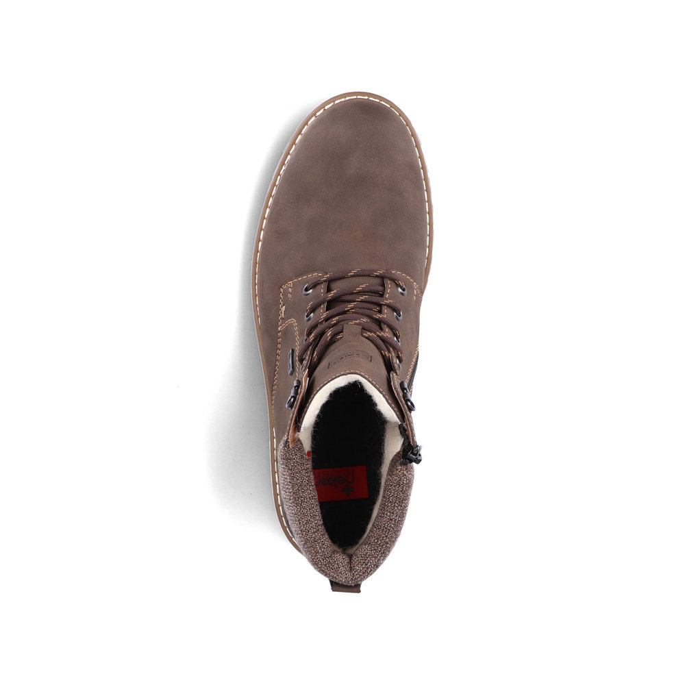Коричневые ботинки из экокожи на подкладке из натуральной шерсти и контрастной подошвой Rieker, размер 44, цвет коричневый - фото 5