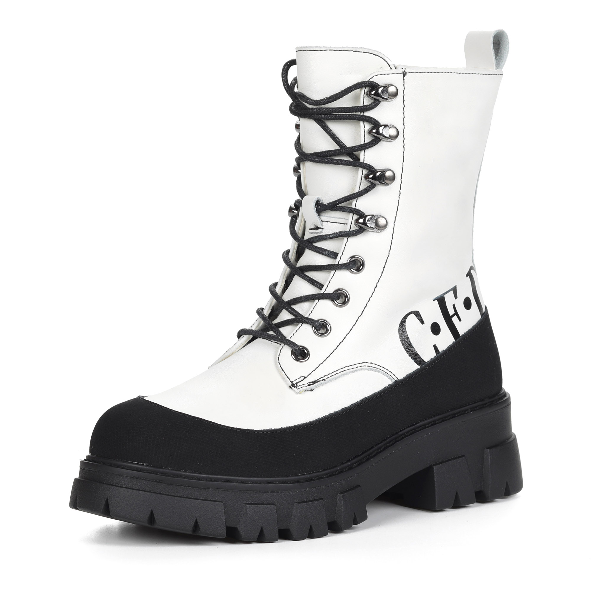 Бело черные ботинки из кожи на подкладке из натуральной шерсти KEDDO, размер 41, цвет черный - фото 8