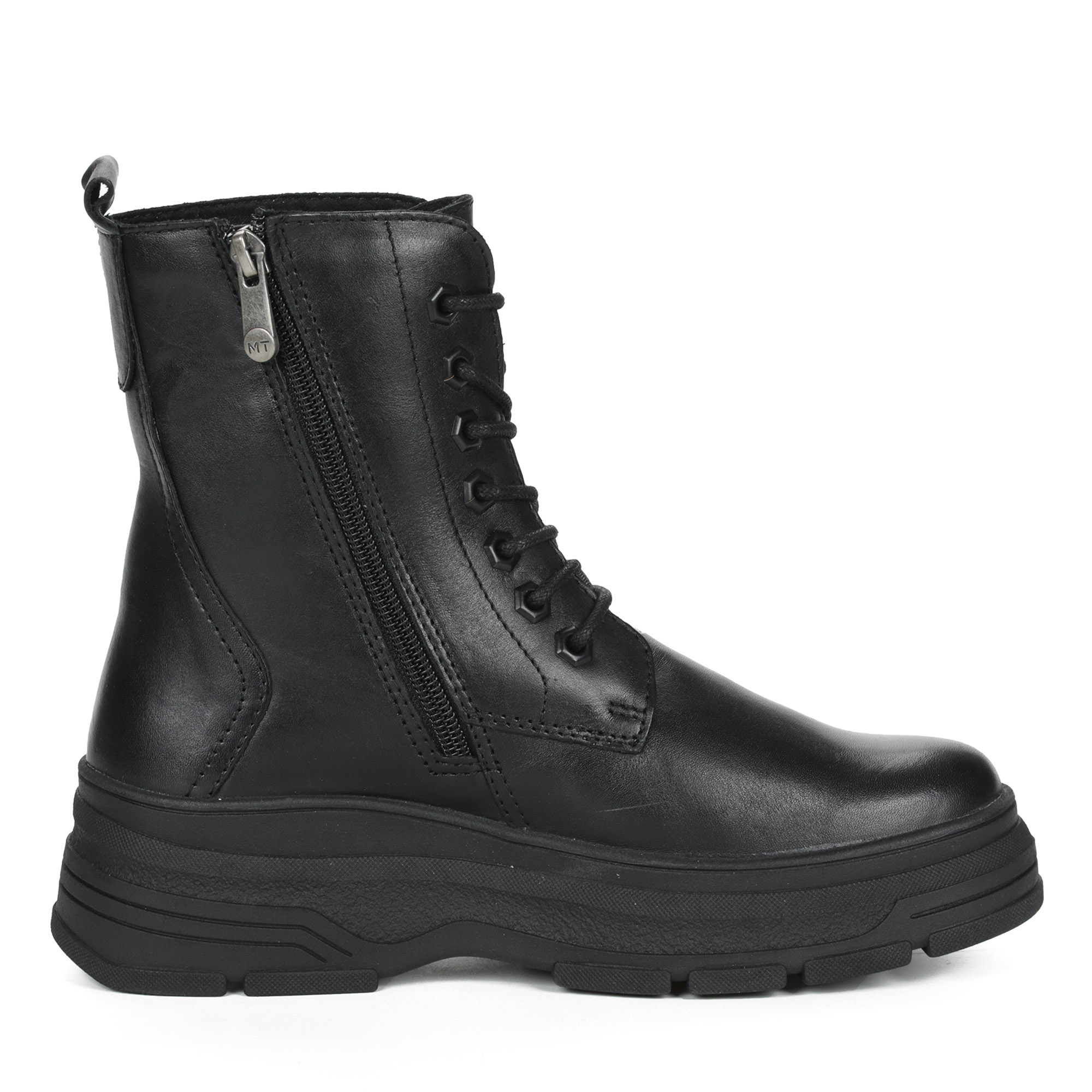 Черные ботинки на шнурках из кожи на подкладке из натуральной шерсти на тракторной подошве MARCO TOZZI PREMIO, размер 40, цвет черный - фото 4