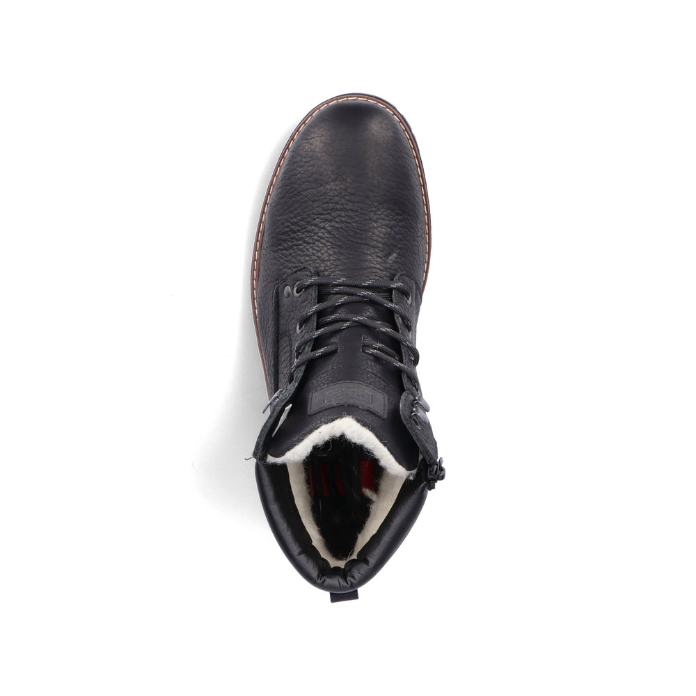 Черные ботинки из кожи на подкладке из шерсти Rieker, цвет черный - фото 5