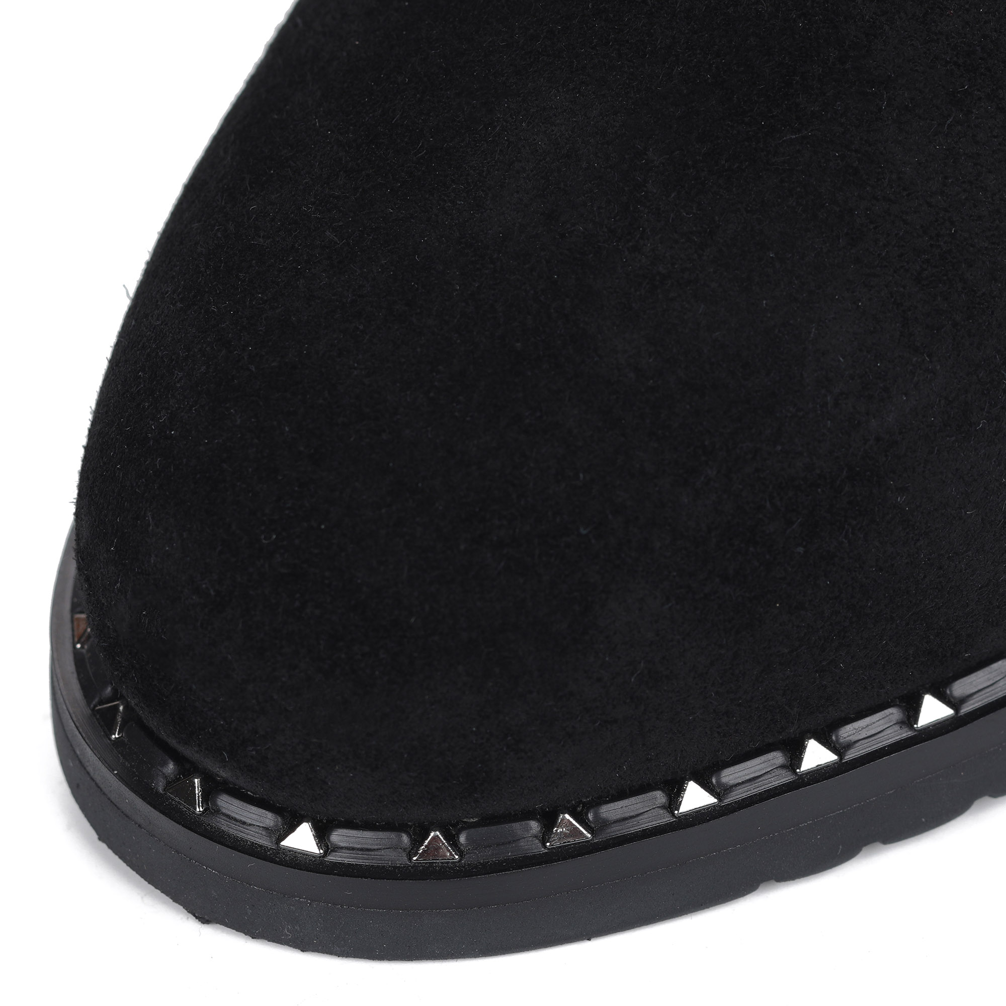 Черные велюровые сапоги на устойчивом каблуке от Respect-shoes