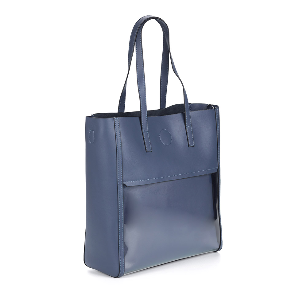 Синяя сумка шоппер из натуральной кожи от Respect-shoes
