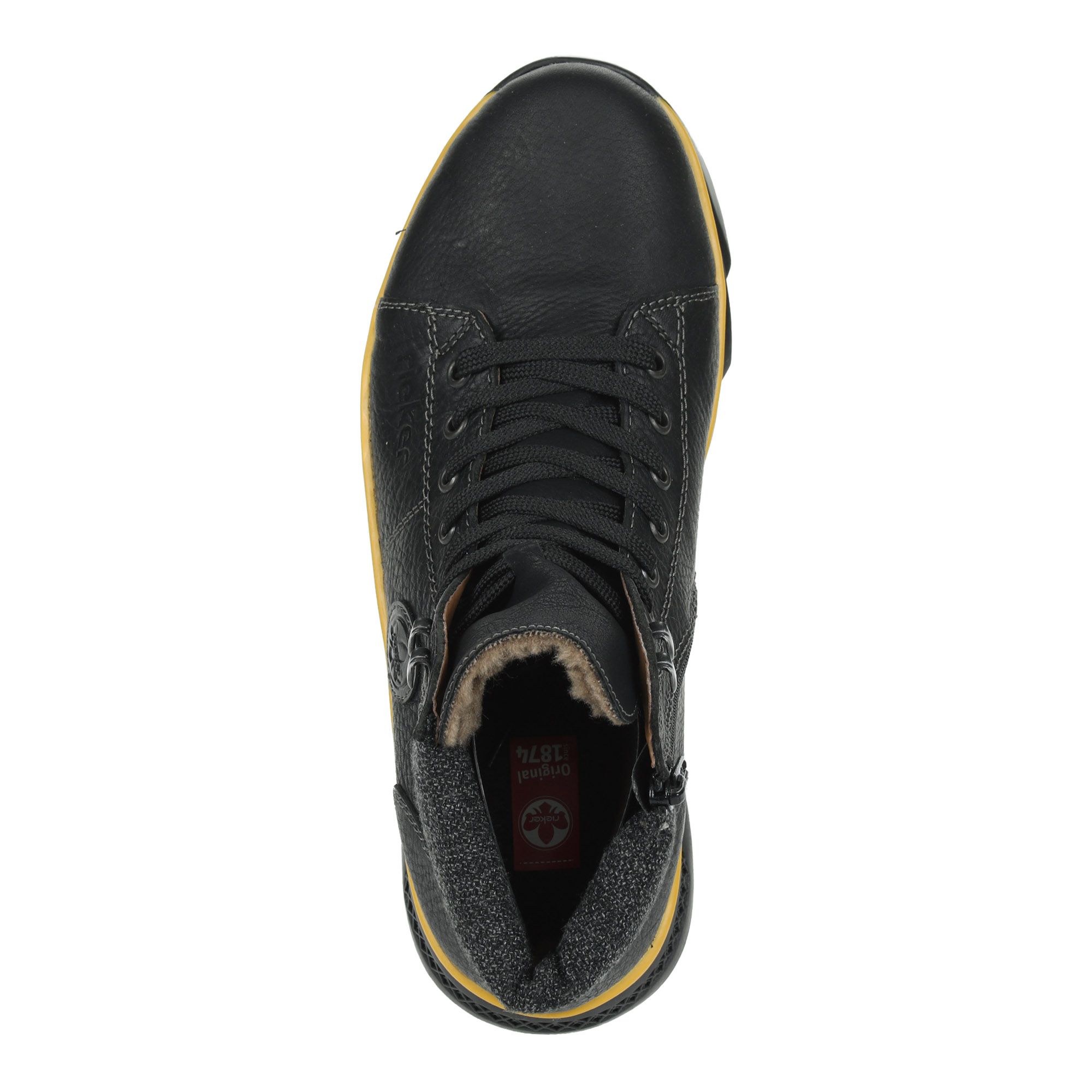 Черные кроссовки из комбинированых материалов на подкладке из шерсти  на рифленой подошве Rieker, размер 44, цвет черный - фото 5