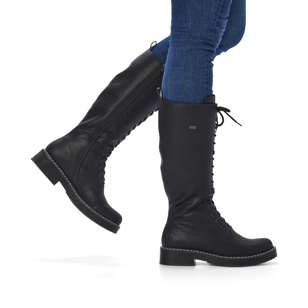 Черные утепленные высокие ботинки из экокожи Rieker, размер 39, цвет черный - фото 2