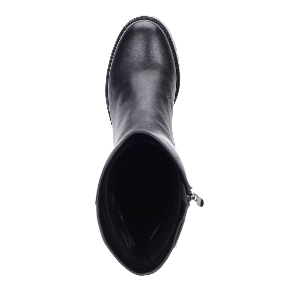 фото Черные кожаные сапоги на каблуке respect