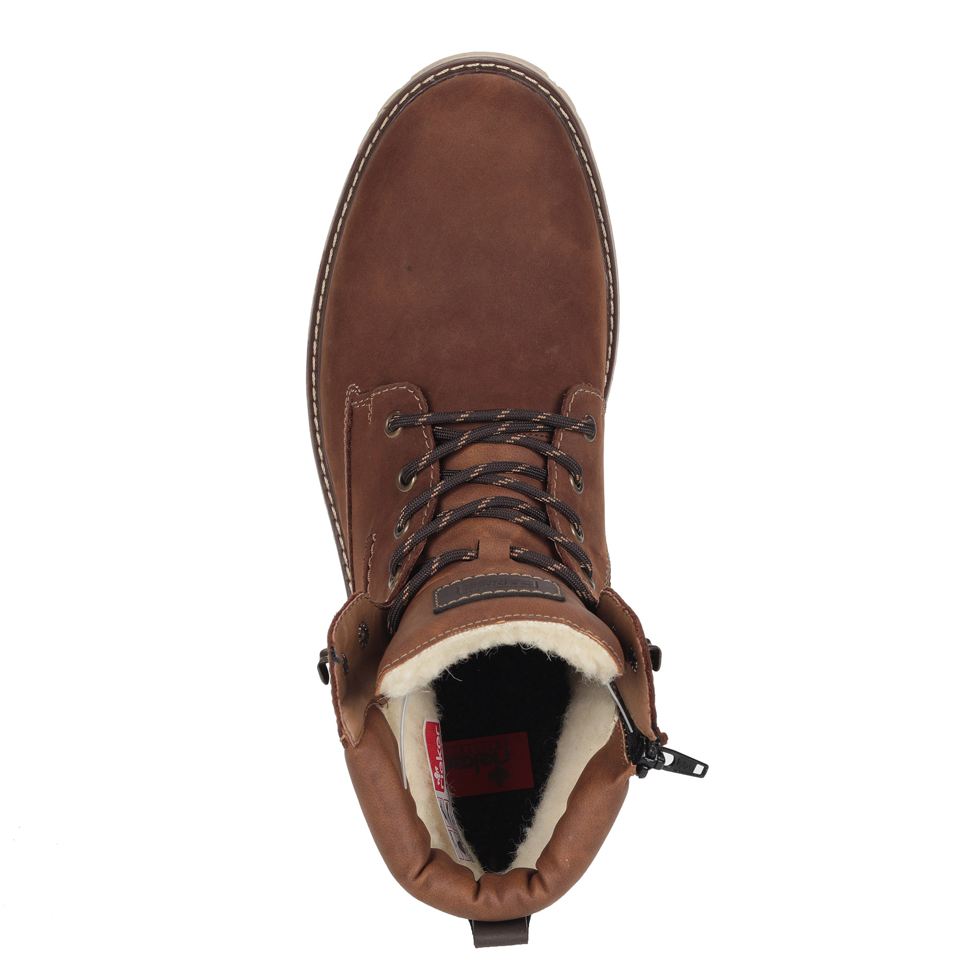 Коричневые ботинки из кожи на подкладке из натуральной шерсти и утолщенной подошве Rieker, размер 46, цвет коричневый - фото 6