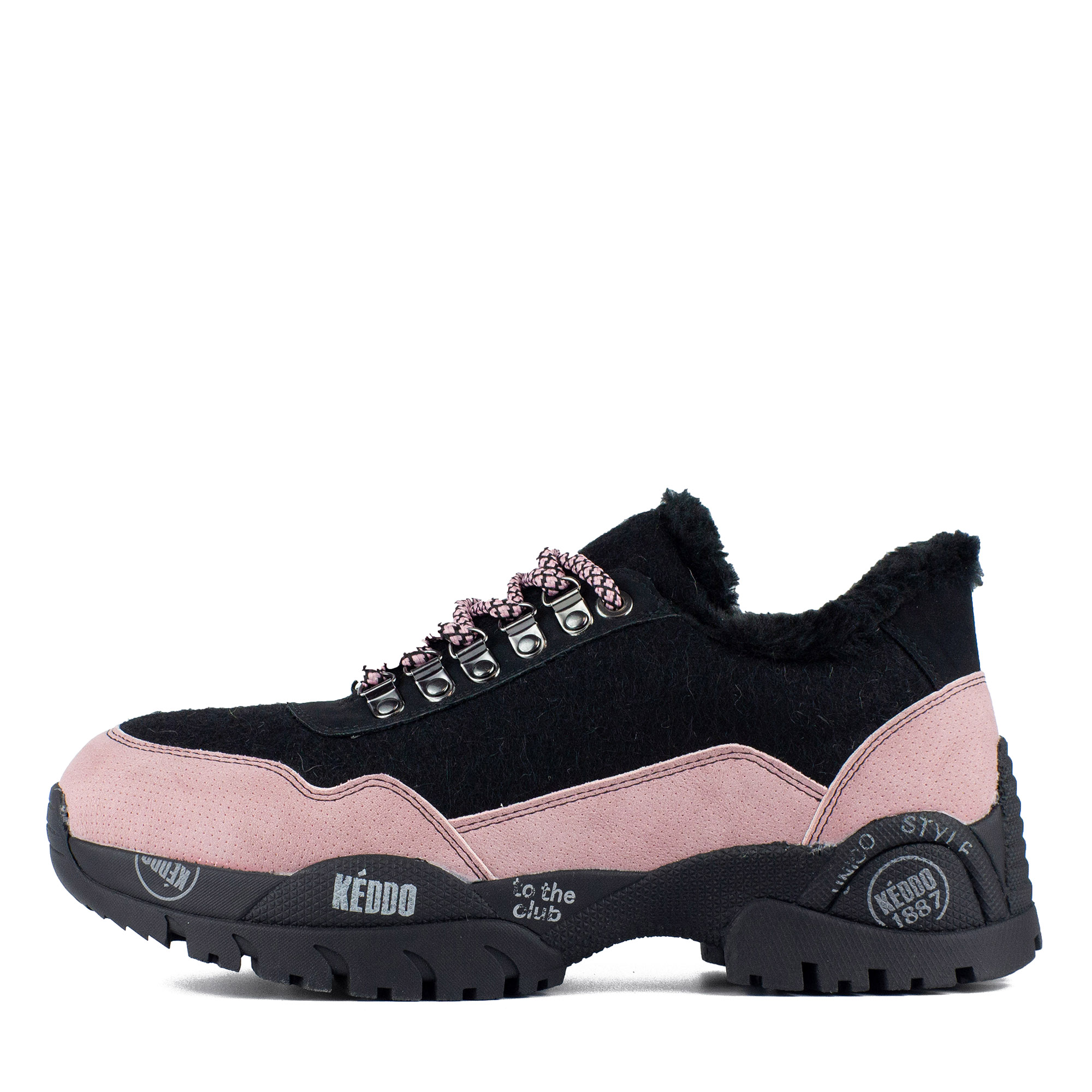 Розово-черные кроссовки из комбинированных материалов на меху KEDDO, размер 41, цвет черный - фото 2