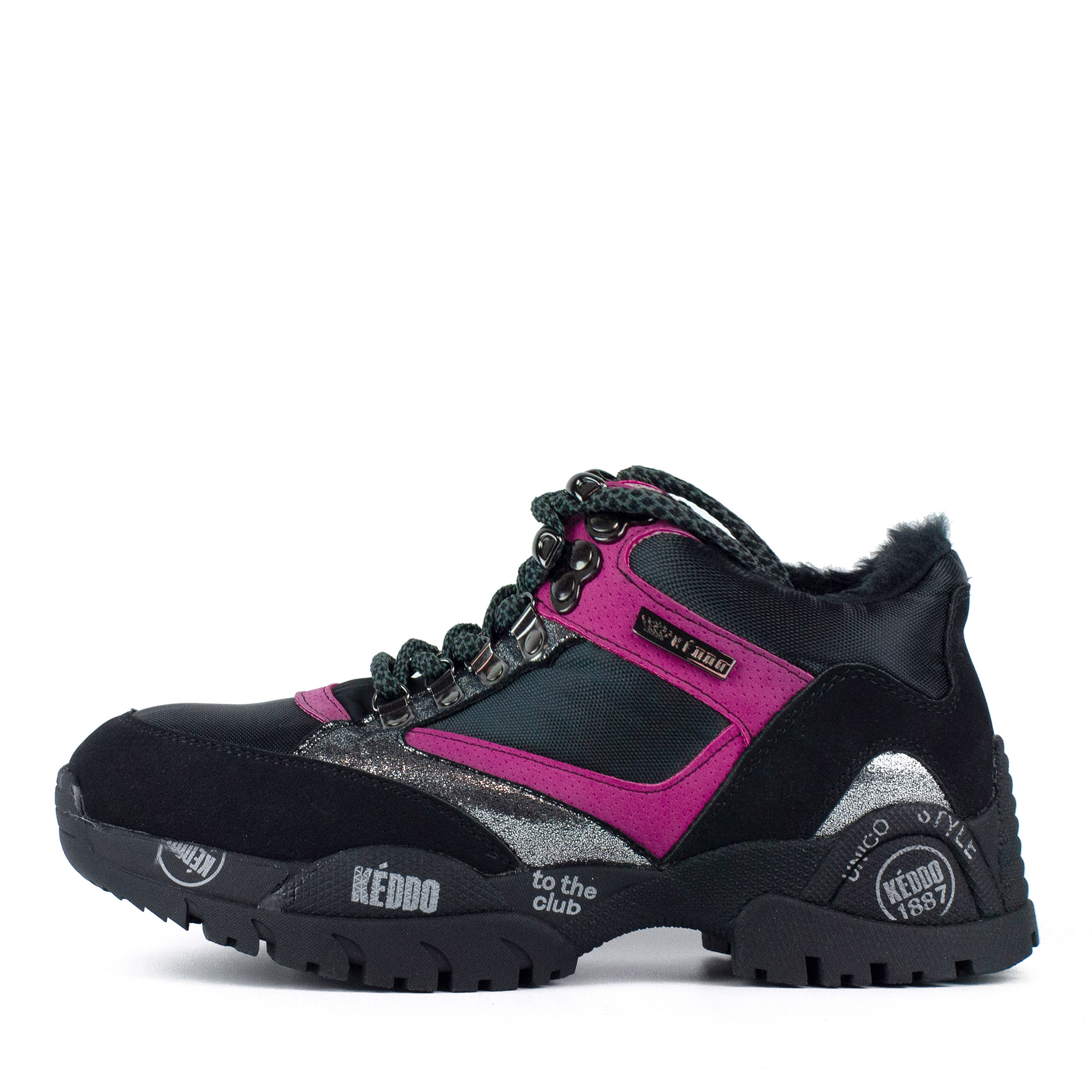 Черно-розовые кроссовки из комбинированных материалов на меху KEDDO, размер 40, цвет черный - фото 2