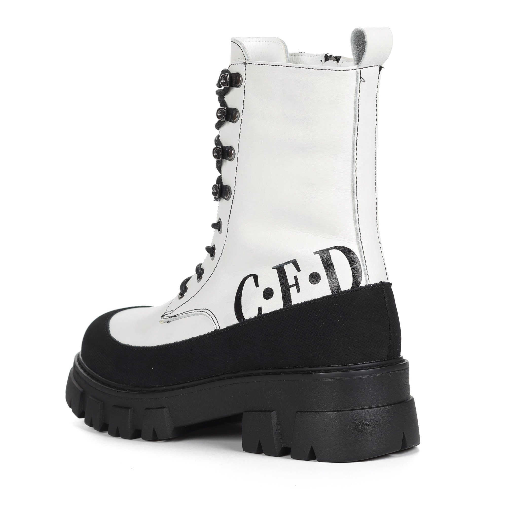 Бело черные ботинки из кожи на подкладке из натуральной шерсти KEDDO, цвет черный - фото 4