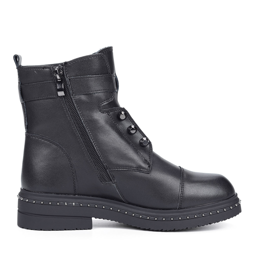 Черные кожаные ботинки с металлическим декором Respect, размер 40, цвет черный - фото 3