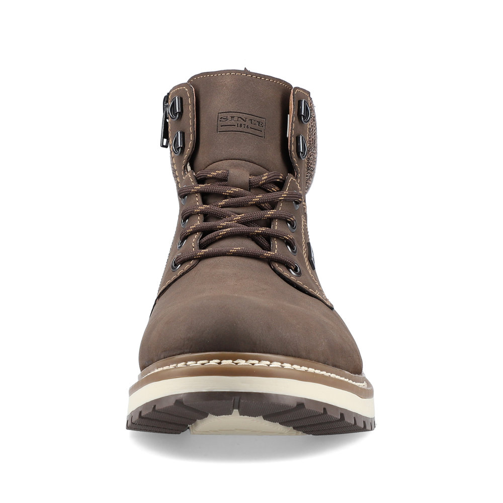 Коричневые ботинки из экокожи на подкладке из натуральной шерсти и контрастной подошвой Rieker, размер 44, цвет коричневый - фото 6