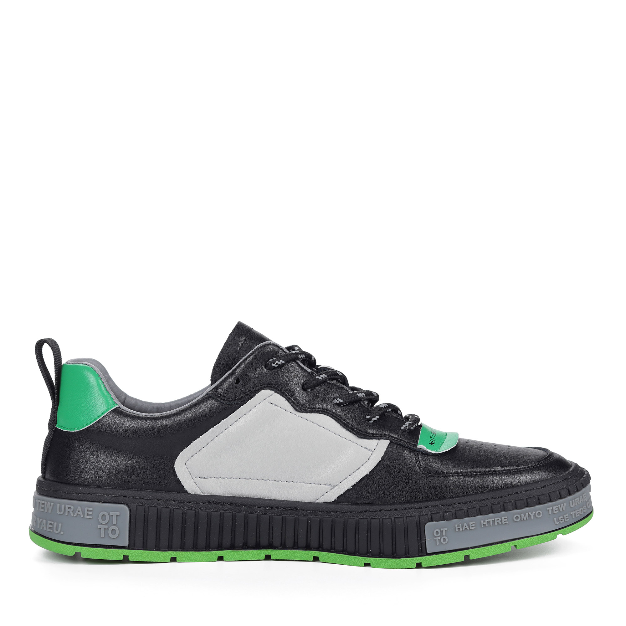 Черно-зеленые кеды из кожи от Respect-shoes
