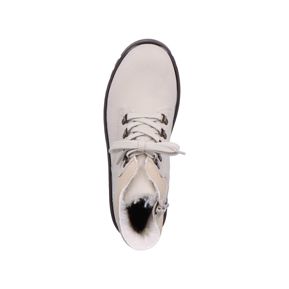 фото Бежевые ботинки из экокожи rieker