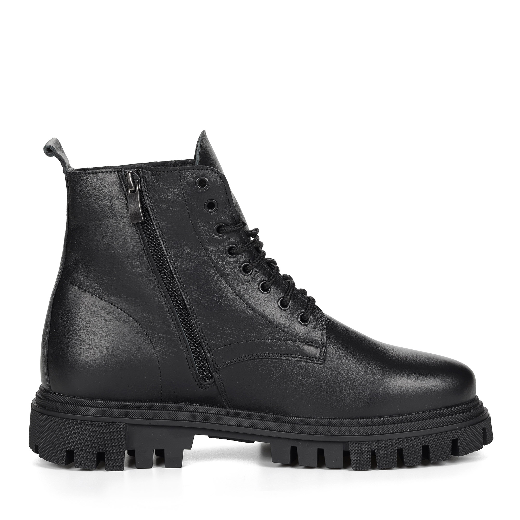 Черные ботинки из кожи на подкладке из натуральной шерсти на тракторной подошве Respect, размер 43, цвет черный - фото 3