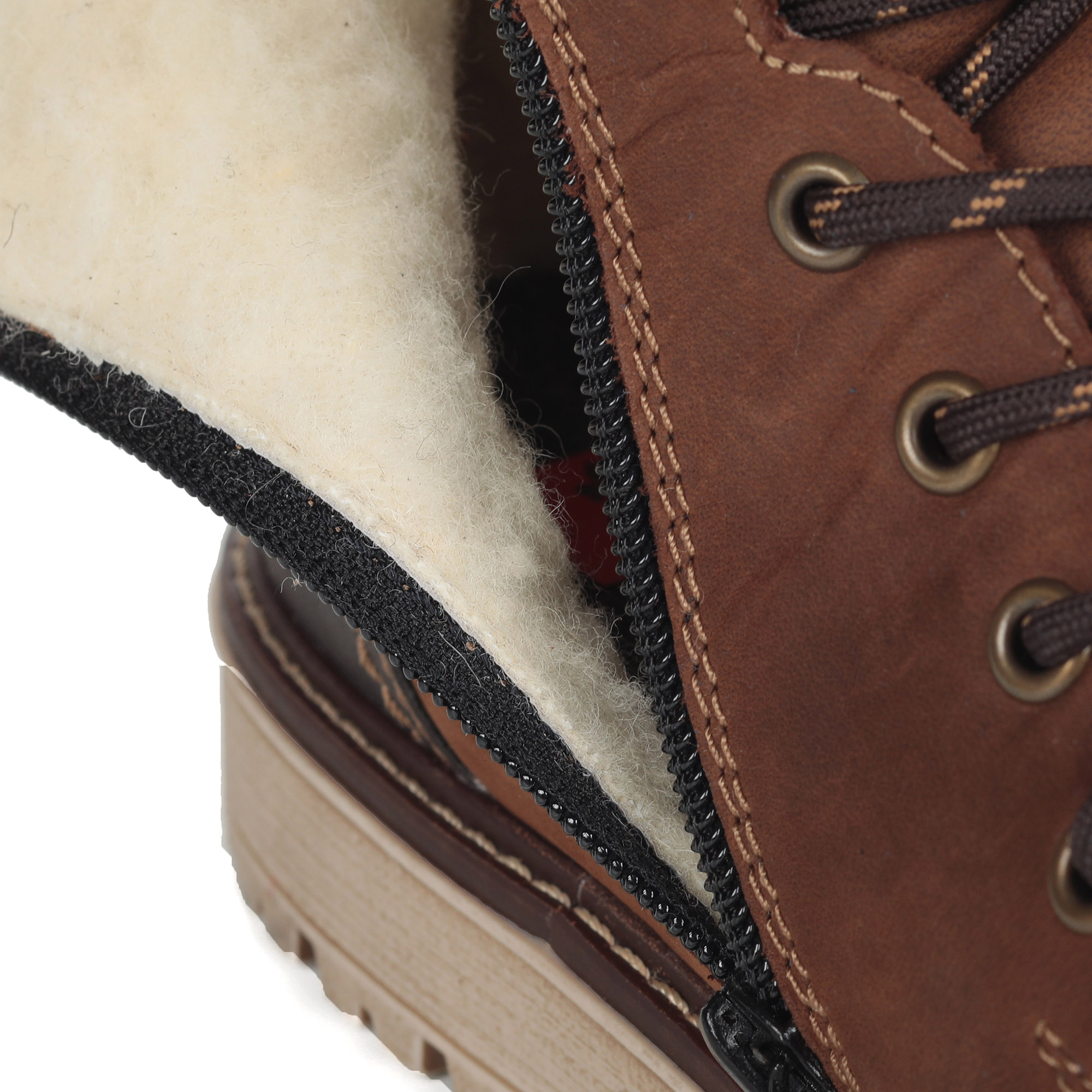 Коричневые ботинки из кожи на подкладке из натуральной шерсти и утолщенной подошве Rieker, размер 46, цвет коричневый - фото 5