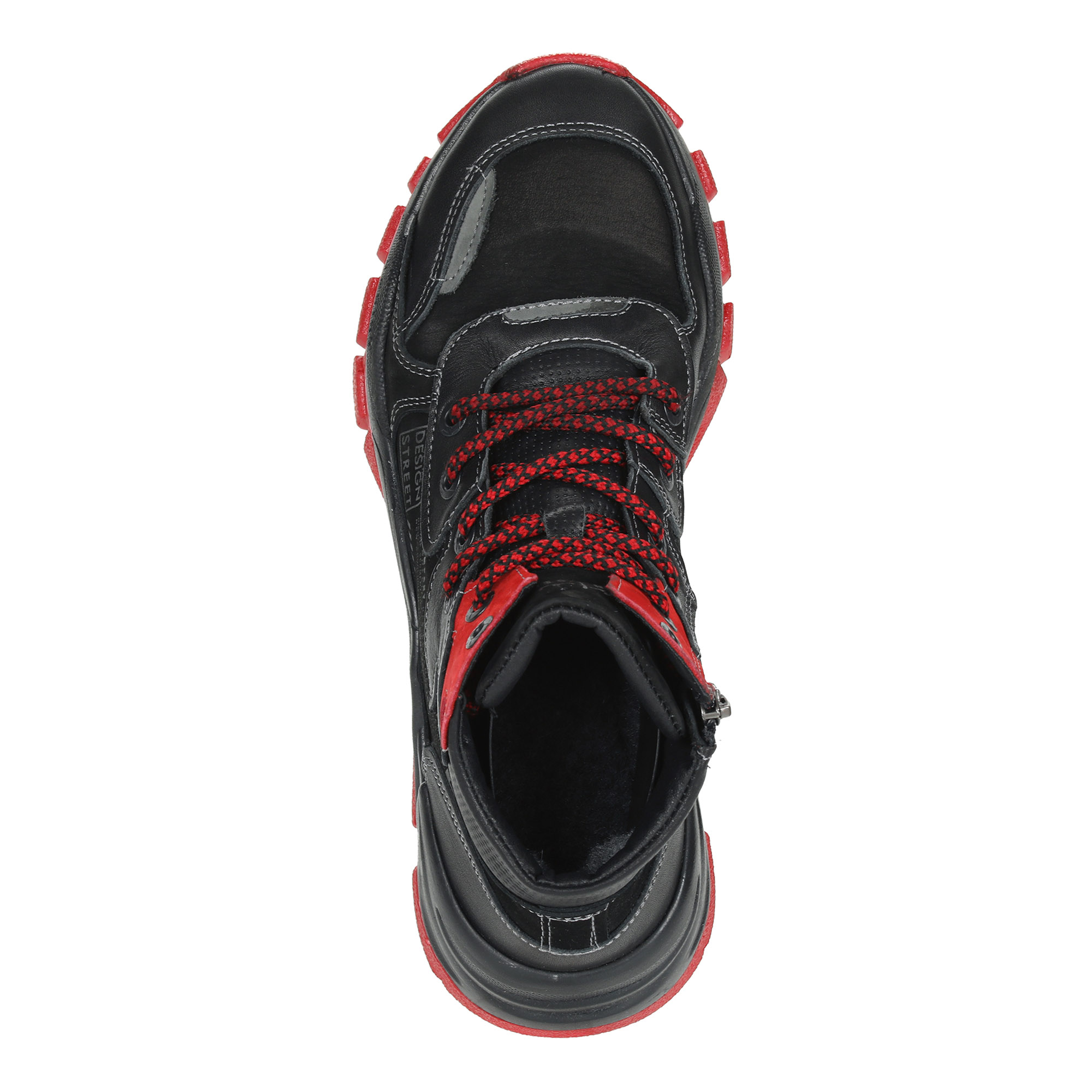 Черные высокие кроссовки из кожи с красными элементами Respect, размер 40, цвет черный - фото 6