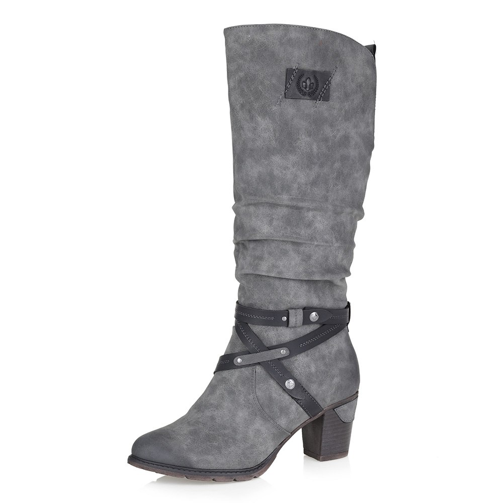 Серые сапоги на среднем каблуке Rieker, размер 39, цвет серый - фото 1