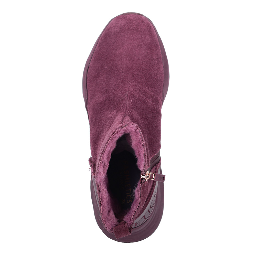 Бордовые ботинки из велюра на утолщенной подошве Tamaris, размер 36, цвет бежевый - фото 5