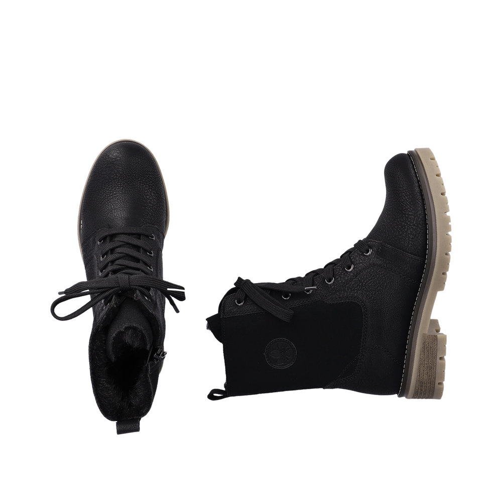 Черные утепленные ботинки из экокожи и текстиля Rieker, цвет черный - фото 10