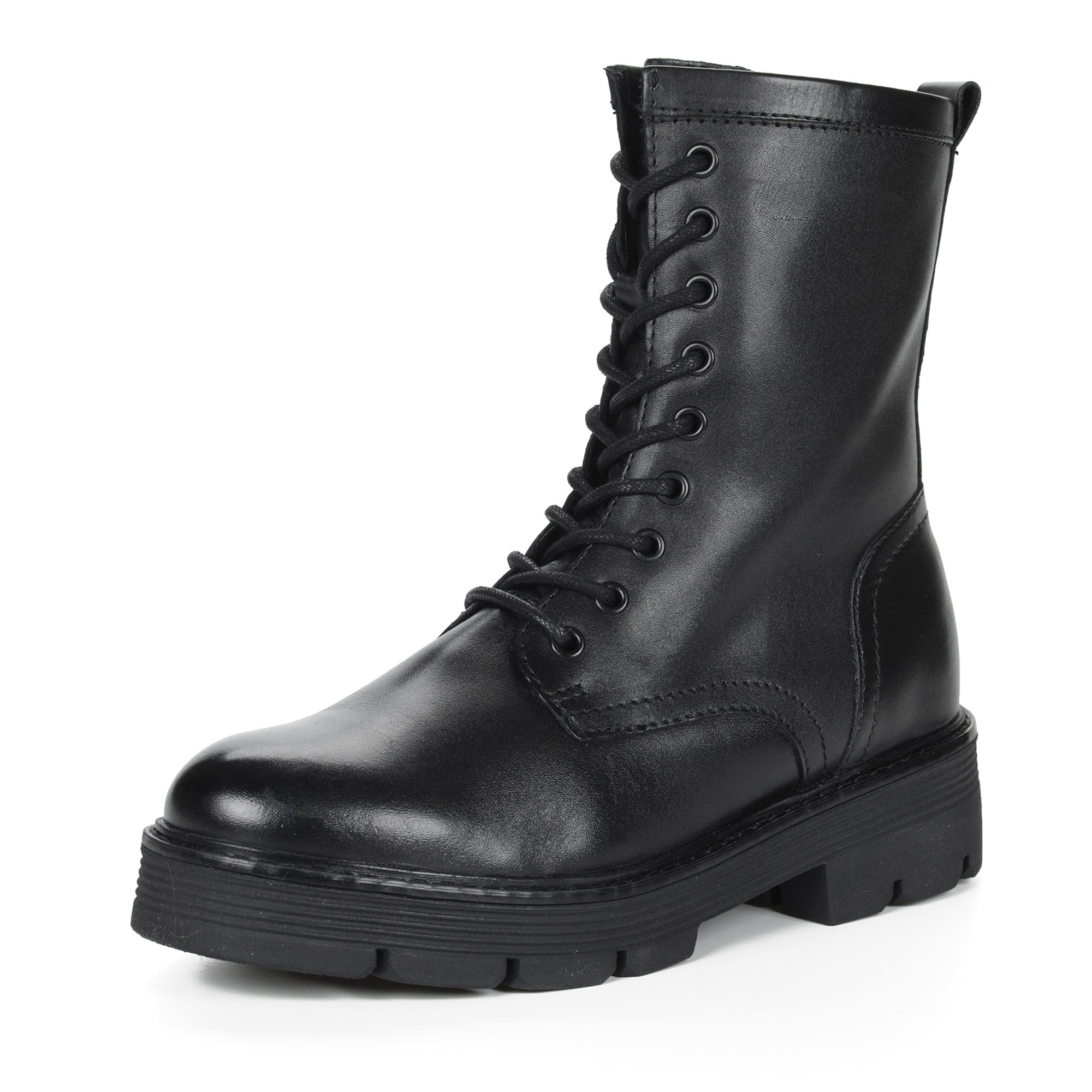 Черные ботинки на шнурках из кожи на подкладке из натуральной шерсти на тракторной подошве MARCO TOZZI PREMIO, размер 38, цвет черный - фото 3