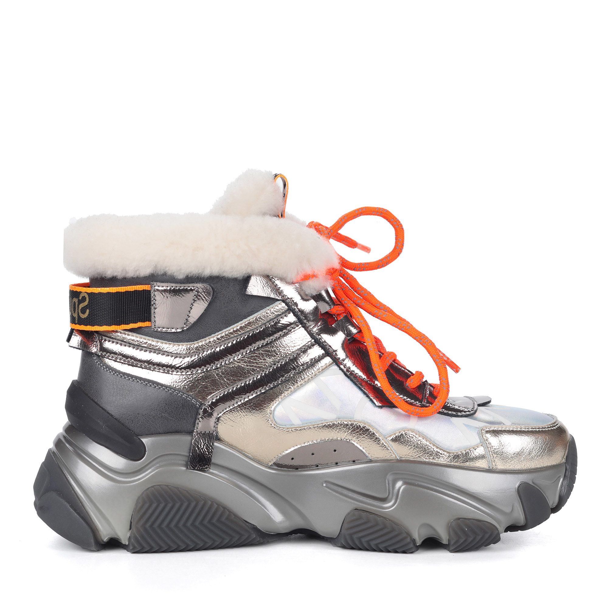 Серебряные кроссовки из комбинированных материалов на утолщенной подошве Respect, размер 40, цвет серебряный - фото 3