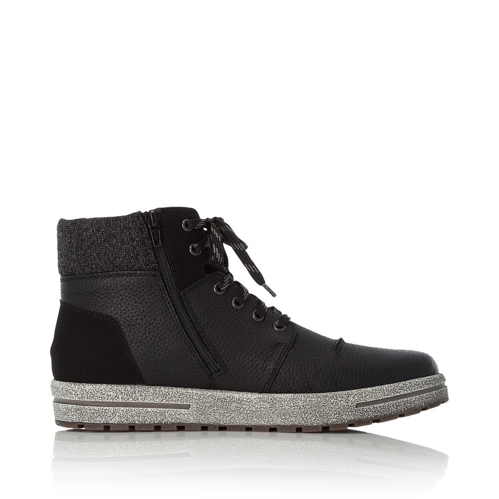 Черные ботинки из комбинированных материалов на шнуровке Rieker, размер 46, цвет черный - фото 3