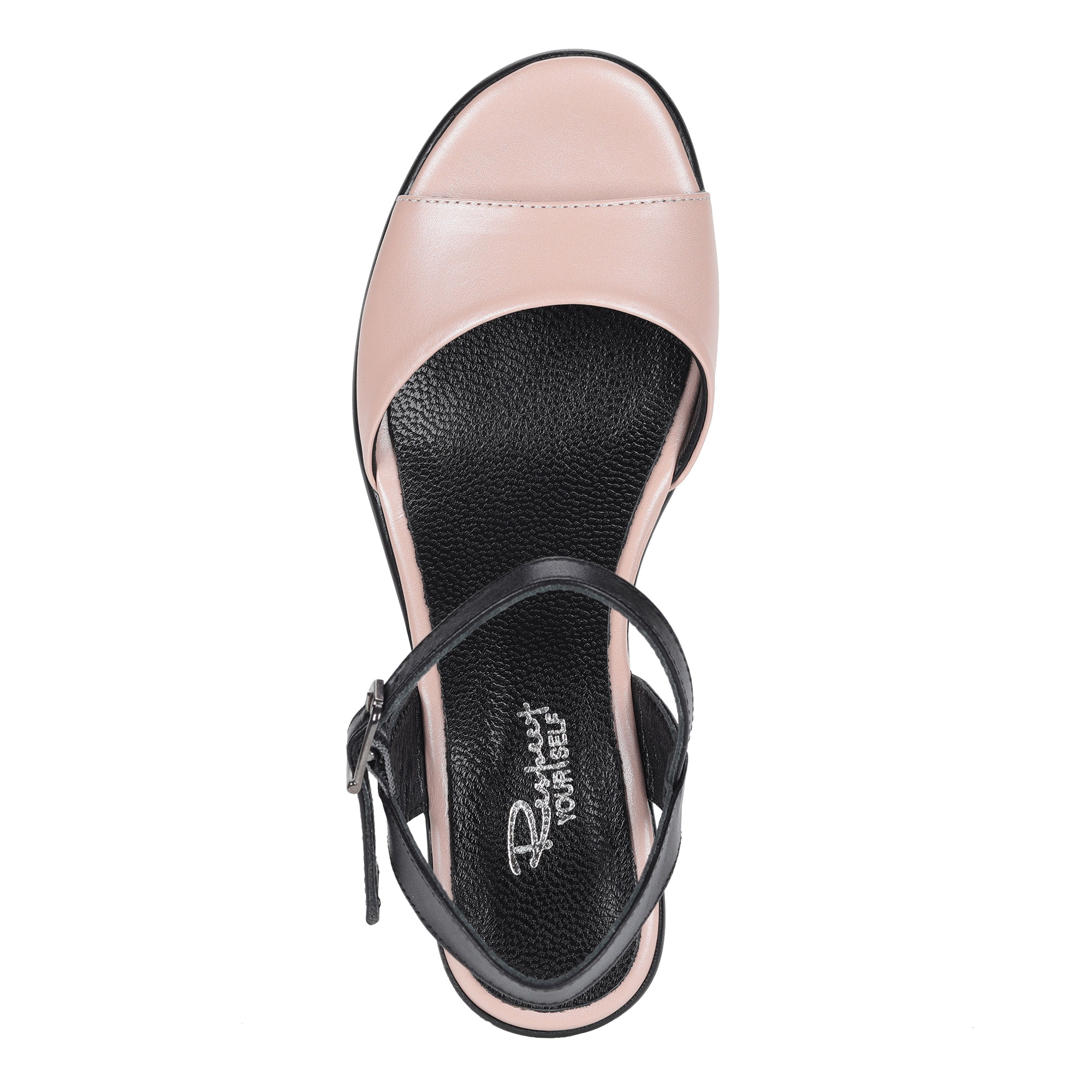 фото Черно-розовые босоножки из кожи на устойчивом каблуке respect