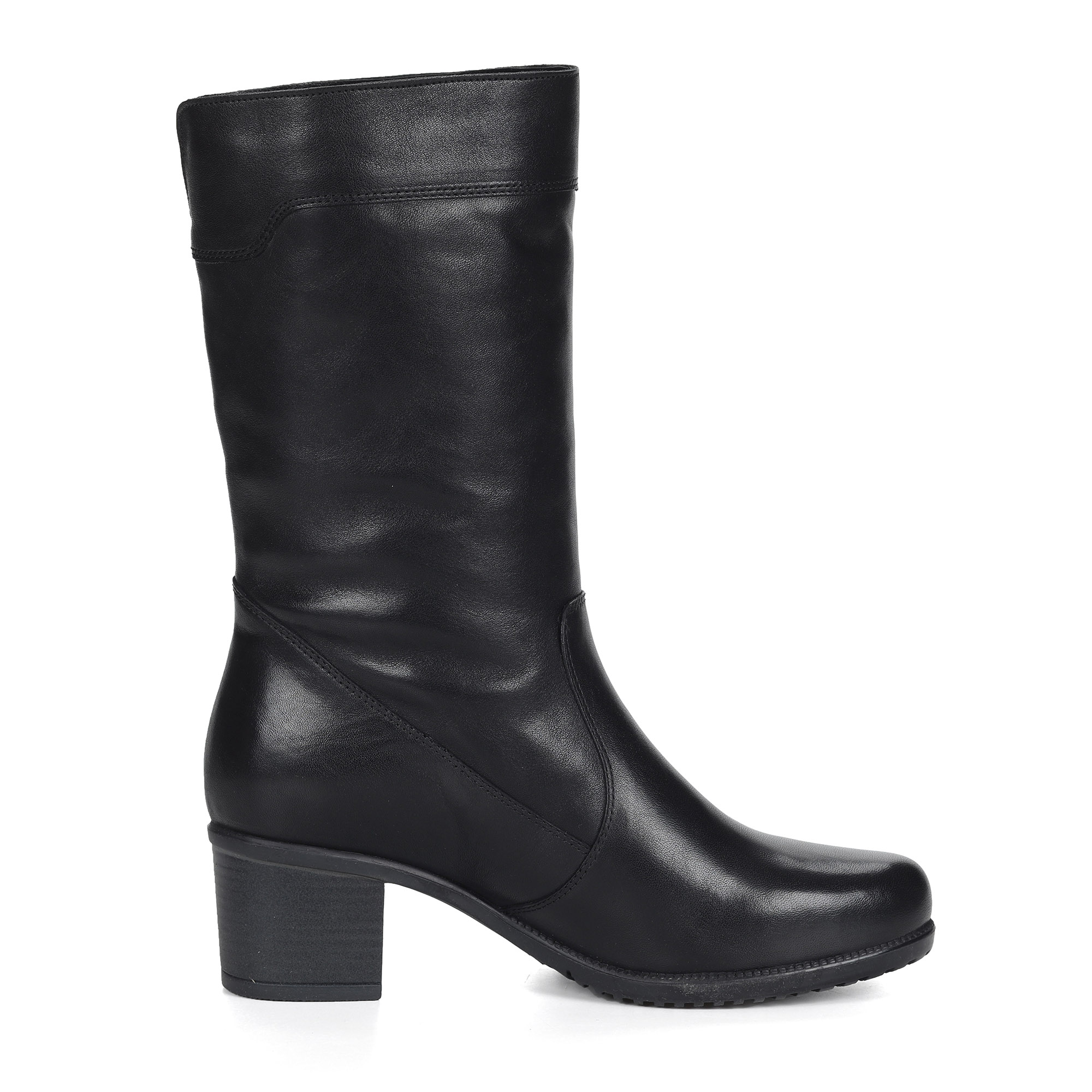 Черные сапоги из кожи на подкладке из натурального меха на устойчивом каблуке Olivia, размер 37, цвет черный - фото 3