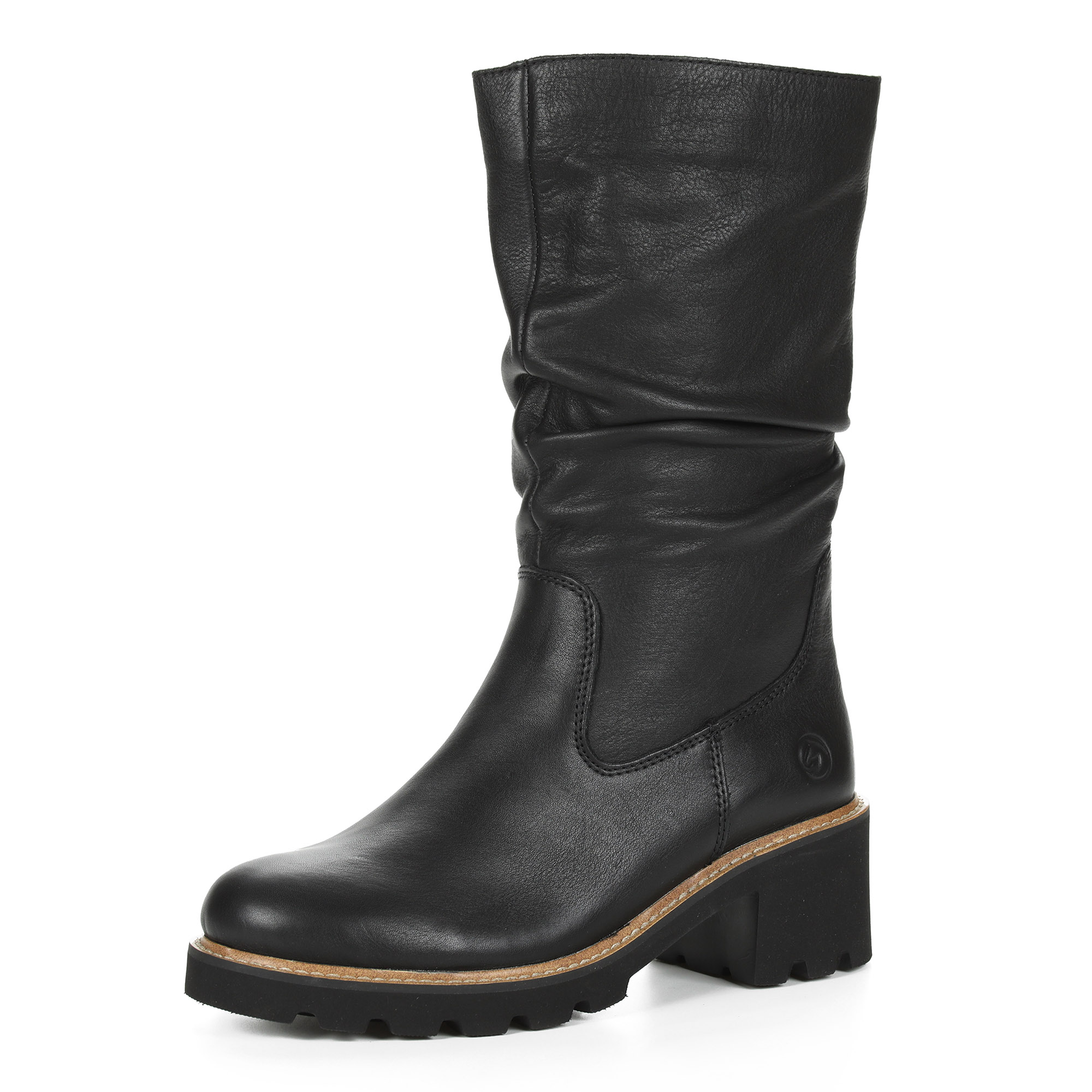 Черные утепленные сапоги из кожи на устойчивом каблуке Remonte, размер 36, цвет черный - фото 3