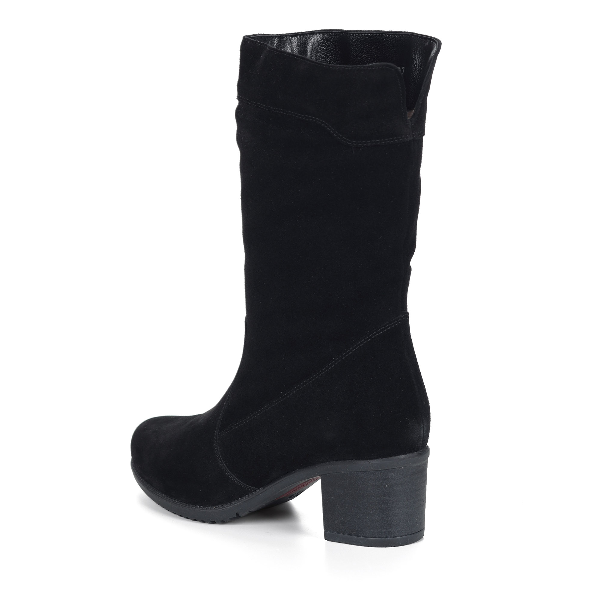Черные сапоги из велюра на подкладке из натурального меха на устойчивом каблуке Olivia, размер 38, цвет черный - фото 4
