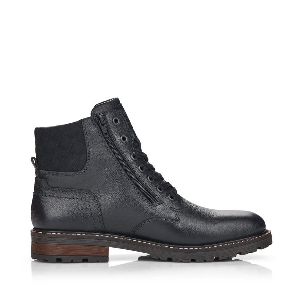 Черные ботинки из кожи на подкладке из натуральной шерсти на шнурках Rieker, цвет черный - фото 3