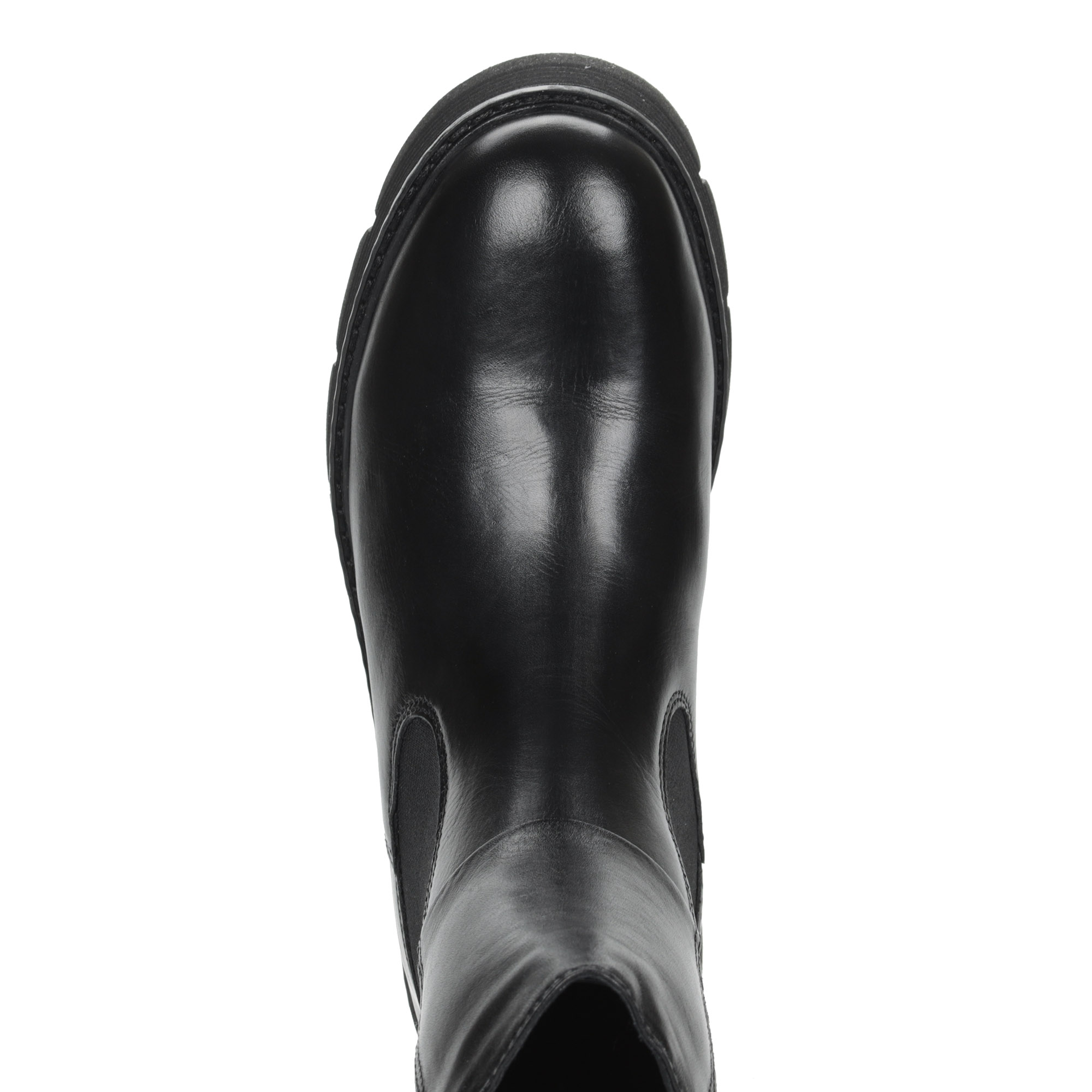 фото Черные ботинки на молнии из кожи на подкладке из натуральной шерсти на тракторной подошве marco tozzi premio