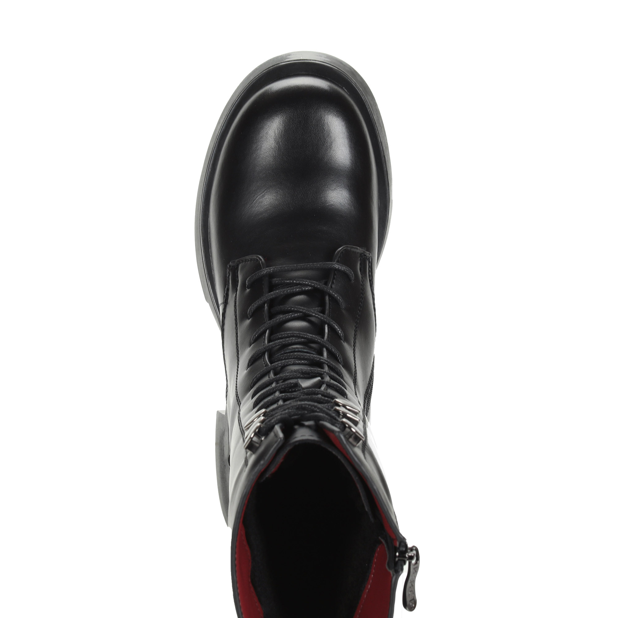 Черные сапоги на шнуровке из кожи на подкладке из натуральной шерсти на утолщенной подошве и каблуке Respect, размер 40, цвет черный - фото 6